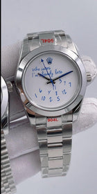 “Who Cares I’m Already Late” Silver Oyster Bracelet Watch (CF) 1:1 replica