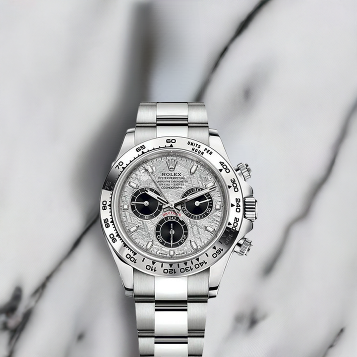 Daytona Silver Meteorite and Black Dial Watch (CF) 1:1 replica
