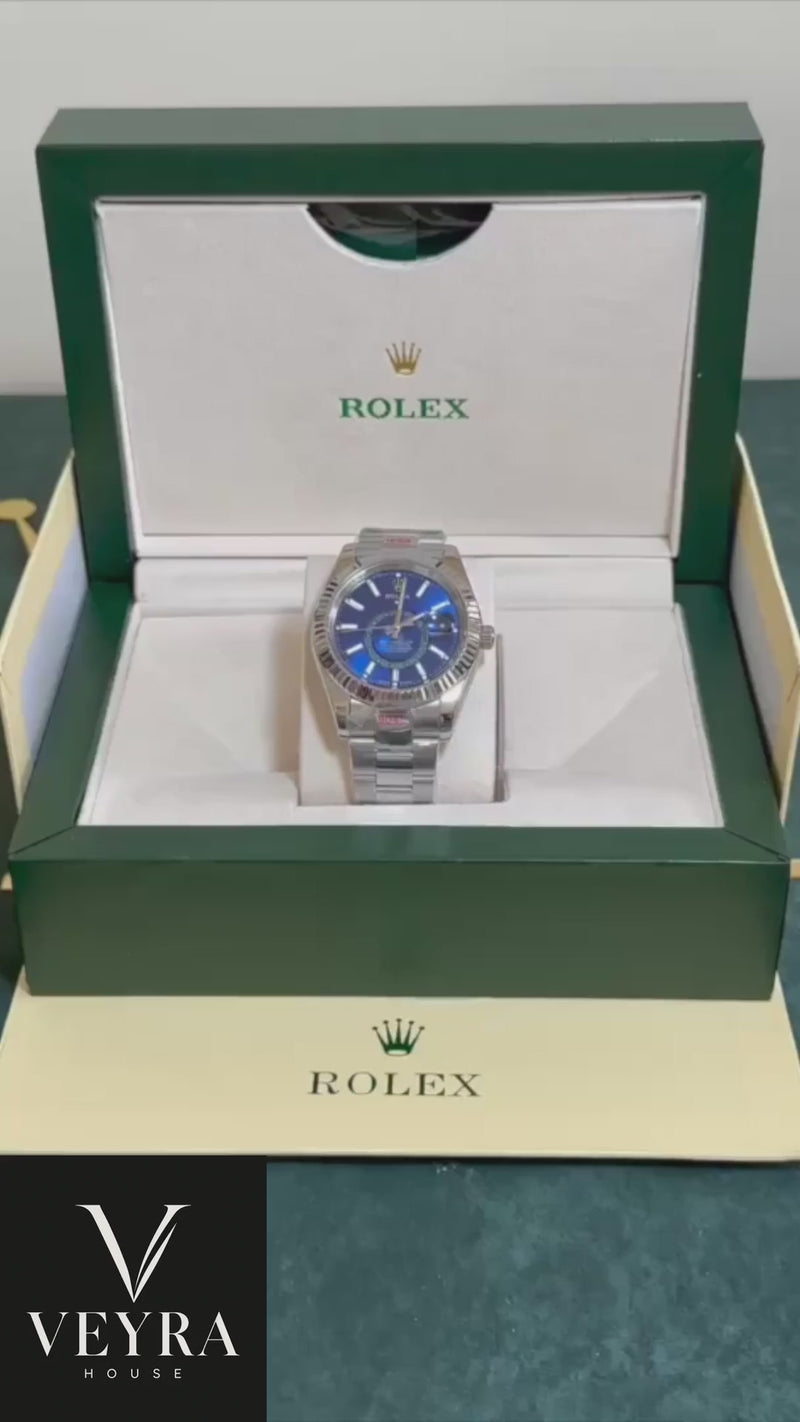 Sky Dweller Silver/Blue  Oystersteel Watch (CF) 1:1 product video