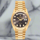 "President" Day-Date 18238 Gold 36mm Black Face Diamond Dial-Fluted Bezel (VSF) replica