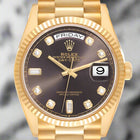 "President" Day-Date 18238 Gold 36mm Black Face Diamond Dial-Fluted Bezel (VSF) replica