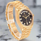 "President" Day-Date 18238 Gold 36mm Black Face Diamond Dial-Fluted Bezel (VSF) replica