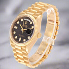 "President" Day-Date 18238 Gold 36mm Black Face Diamond Dial-Fluted Bezel (VSF) replica