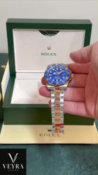 "Bluesy" Blue/Gold Submariner (VSF) 1:1 product demonstration still. Box shown for presentation. Included packaging depends on your selected option.