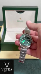 "Hulk" Green Submariner (CF) 1:1 product demonstration still. Box shown for presentation. Included packaging depends on your selected option.