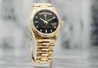"President" Day-Date 18238 Gold 36mm Black Face Diamond Dial-Fluted Bezel (VSF) replica